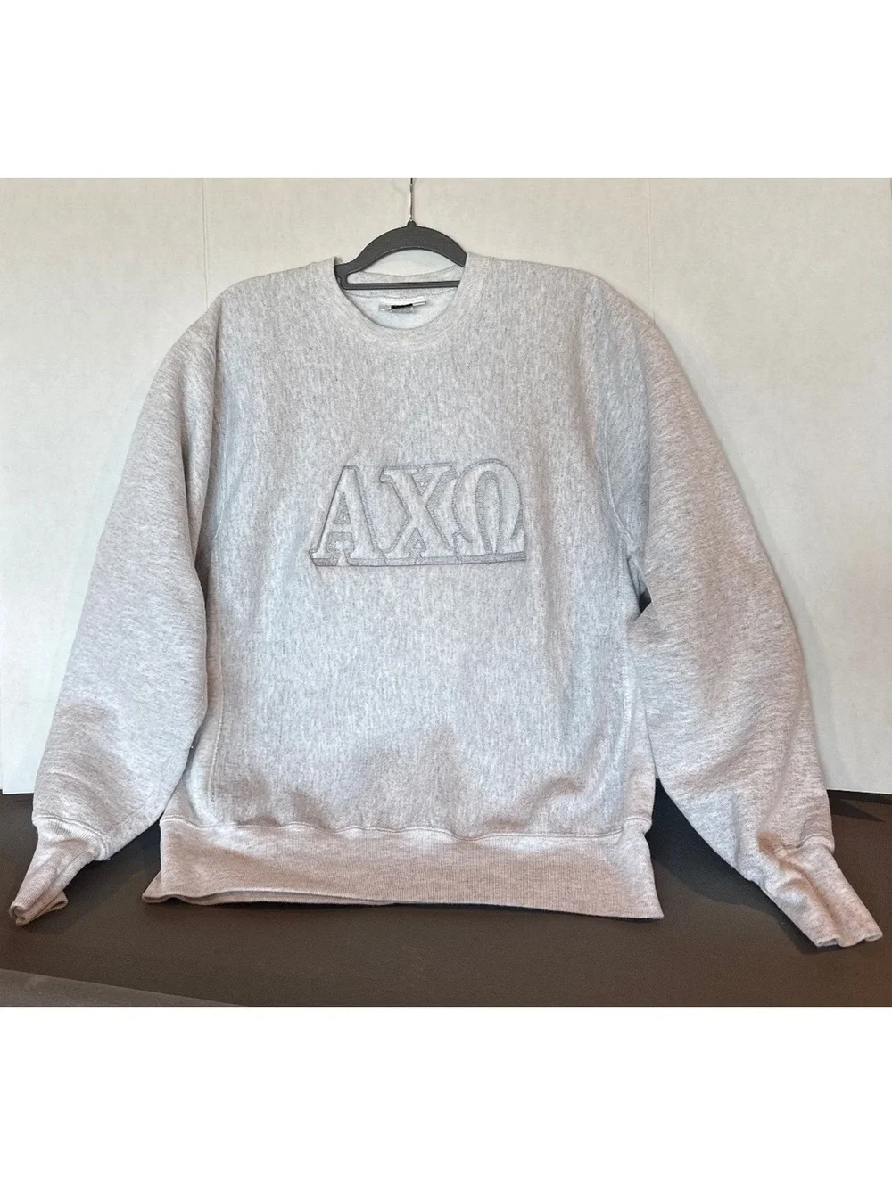 Lee Vintage Gray Crewneck Sweatshirt with Embroidered AXΩ Logo
